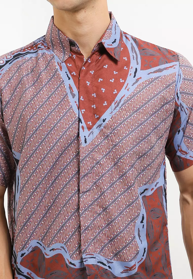 Rawikara Kemeja Batik Exclusive Premium Pria Casual Modern Lengan Pendek