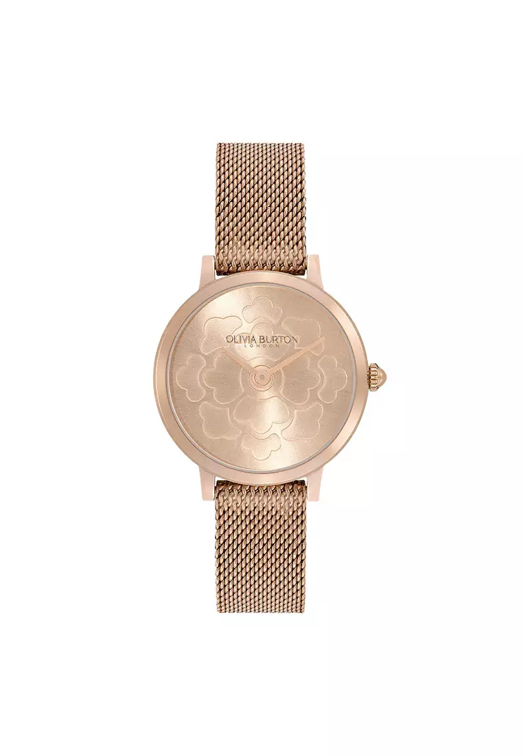 Buy Bering Olivia Burton Floral Ultra Slim Carnation Gold Mesh