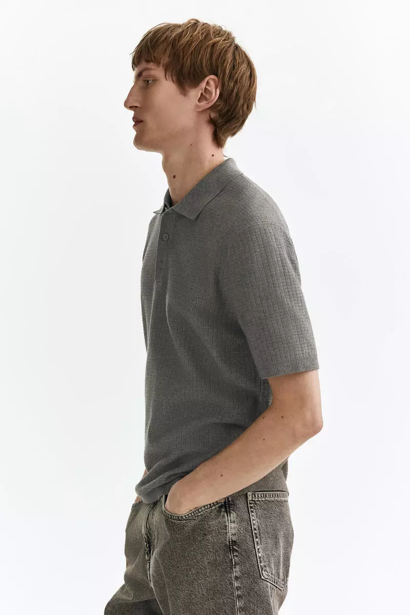 Regular Fit Textured-knit polo shirt