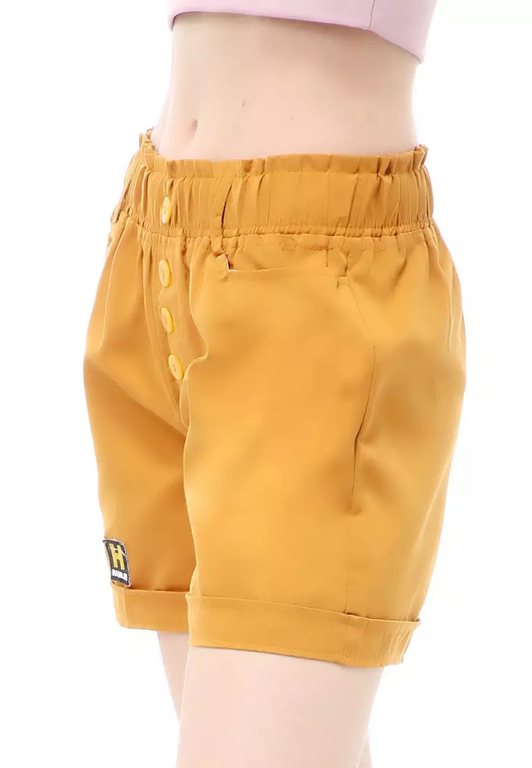 Madoc Short Pants Celana Pendek Kasual Wanita Highwaist Front Pocket Material Cotton ORIGINAL - Mustard