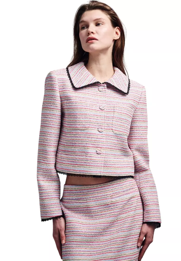 Jual Mardi Mercredi Spring Tweed Cropped Jacket Multicolor