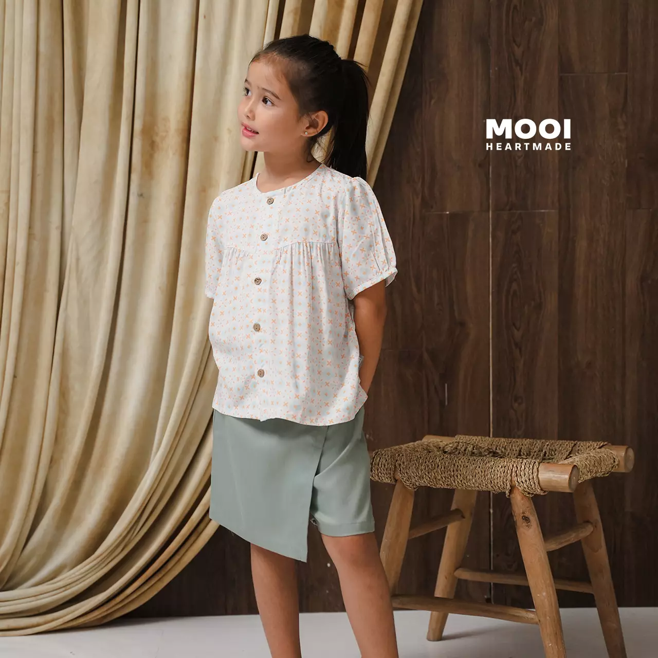 Mooi Setelan Batik Anak Perempuan Nesha Batik Set - Spring Green