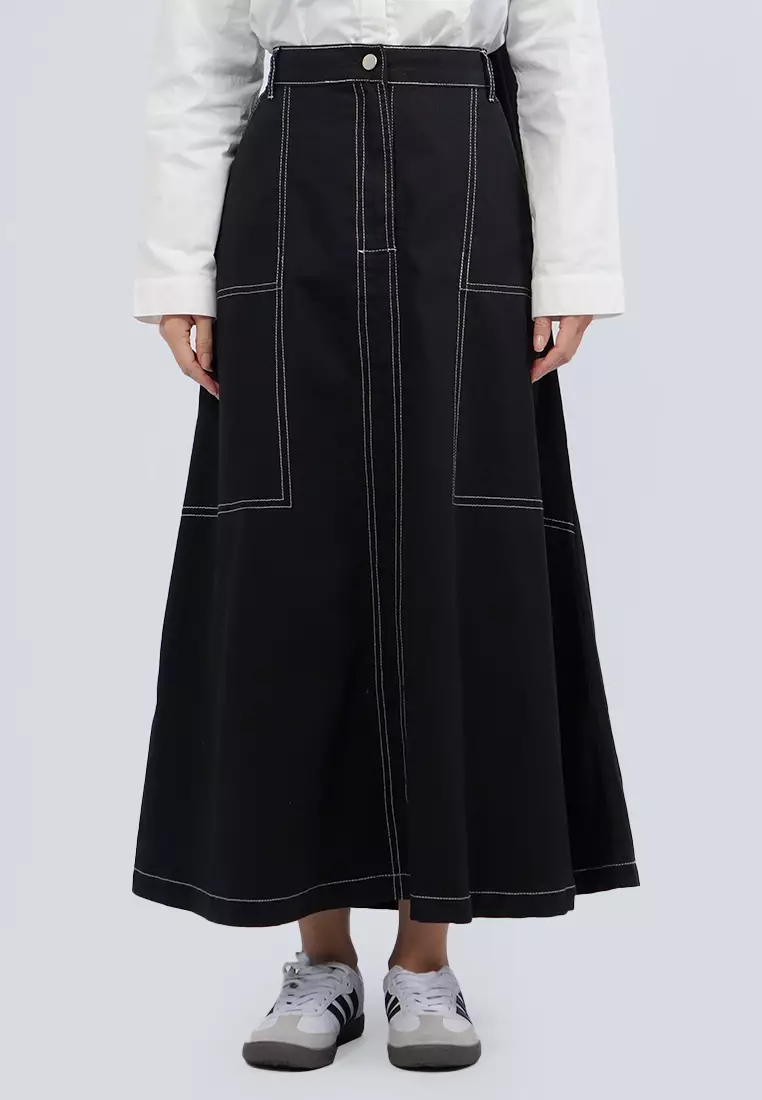 A-LINE SKIRT WITH CONTRAST STITCHING 25A019