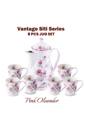 Vantage Vantage New Porcelain Collection Siti Series 8 Pcs Jug Set / Jug with Cover / Porcelain Mugs / Coffee & Tea Drinkware / Drinkware Set / Ultra White Fine Porcelain Jug & Cup 79F52HL047A117GS_1