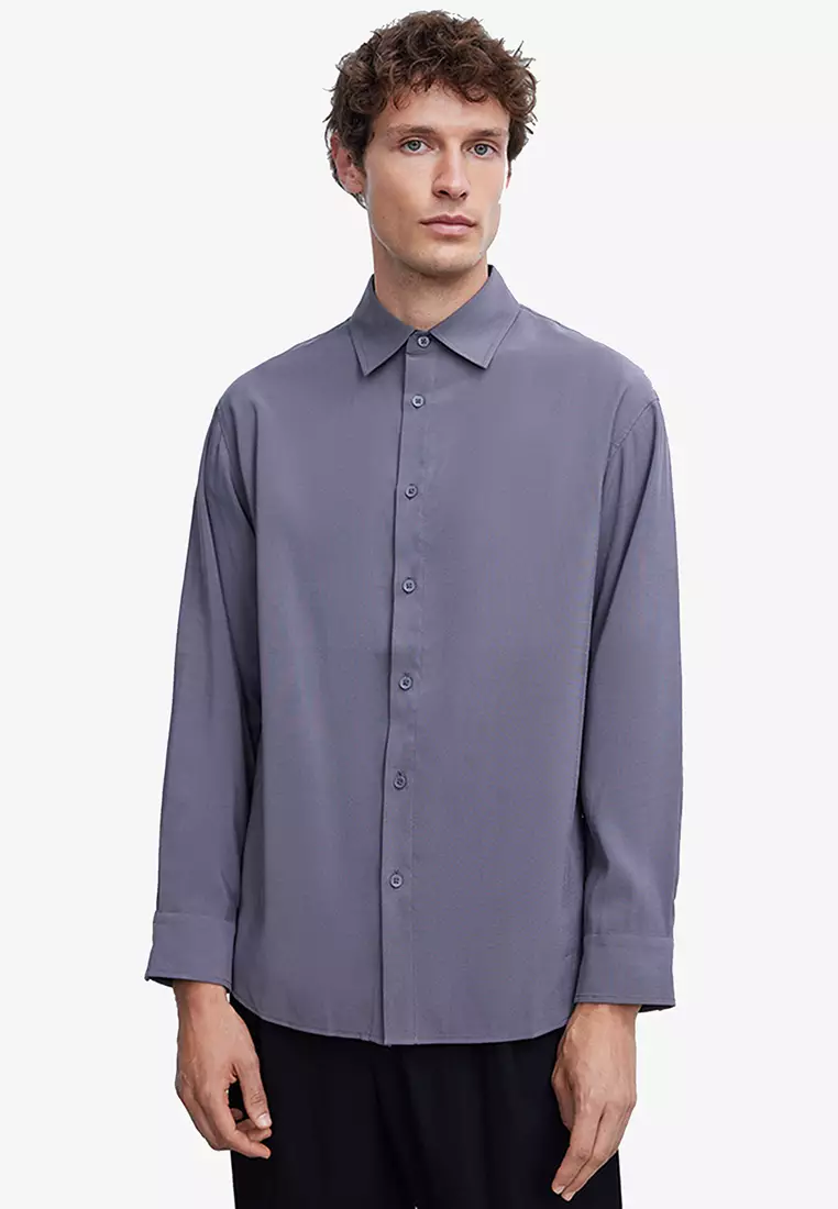 Buy Urban Revivo Button Up Loose Shirt in Dark Grey 2024 Online