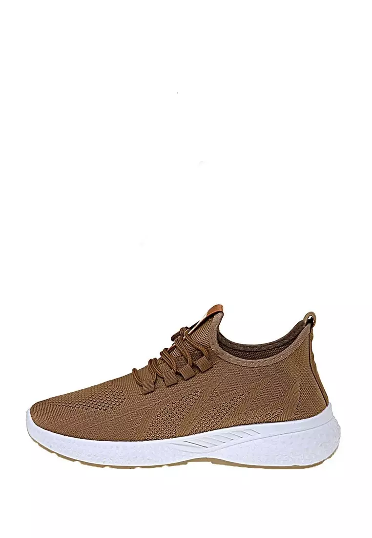 Chayton Sneakers Casual Sepatu Olahraga Polos Pria Material Flyknit Mesh - Brown
