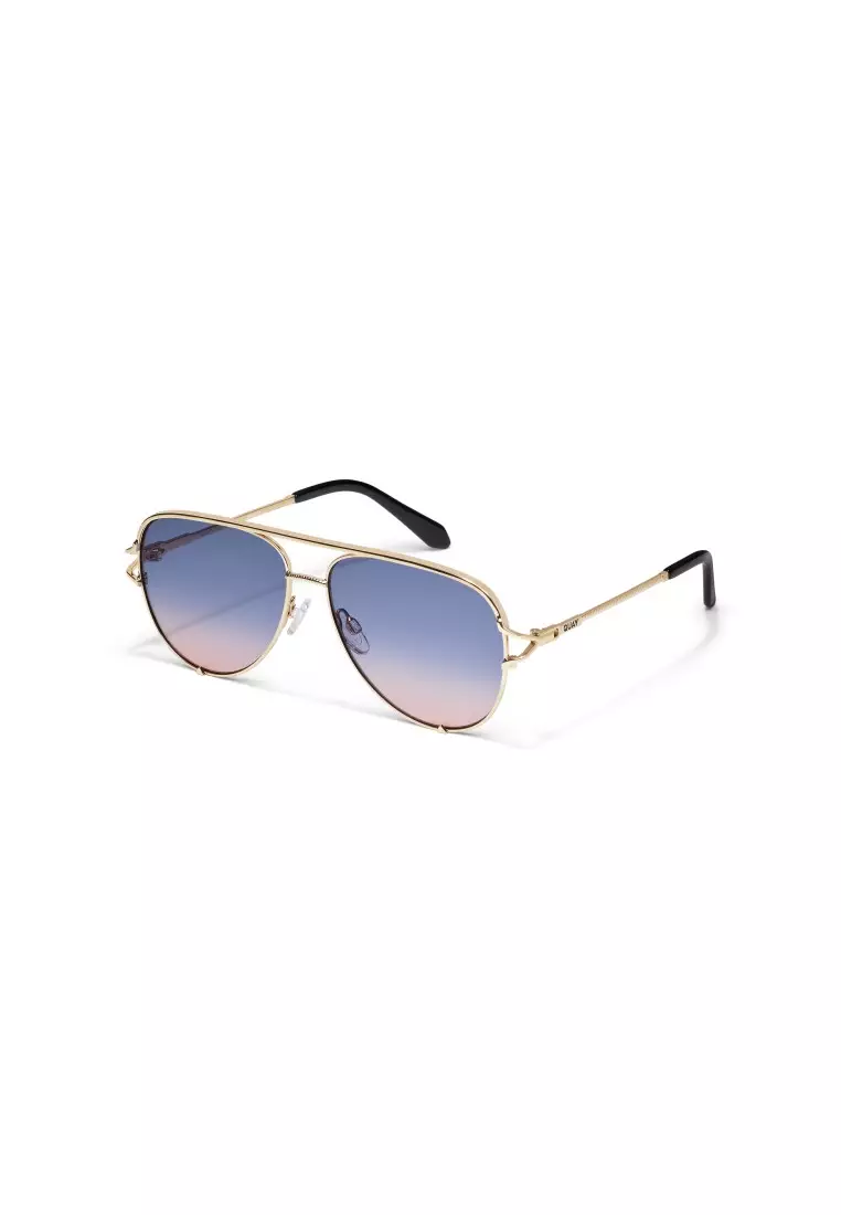 High Key Twist Sunglasses - Gold/Blue Rose