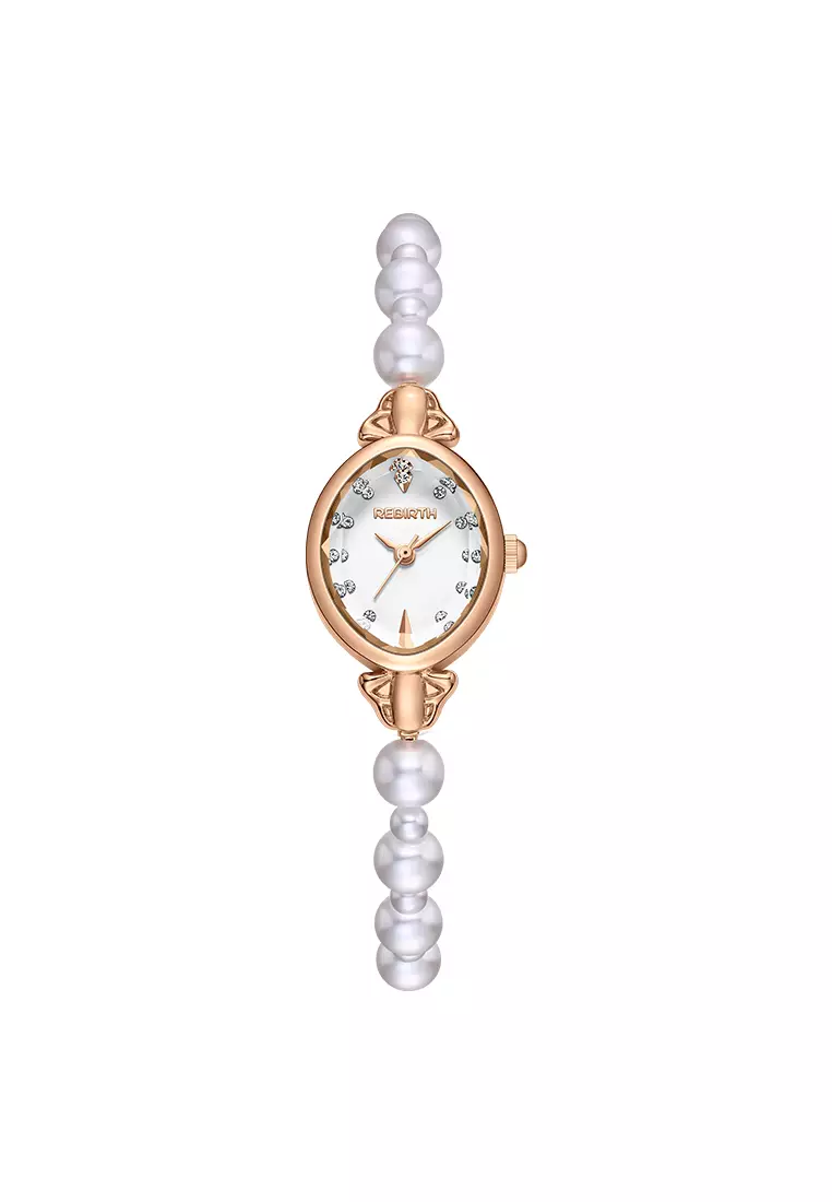 Jam Tangan Wanita Anti Air Original Analog Elegan Anak Perempuan Korean Style Kecil Mutiara Watch Women rosewhite