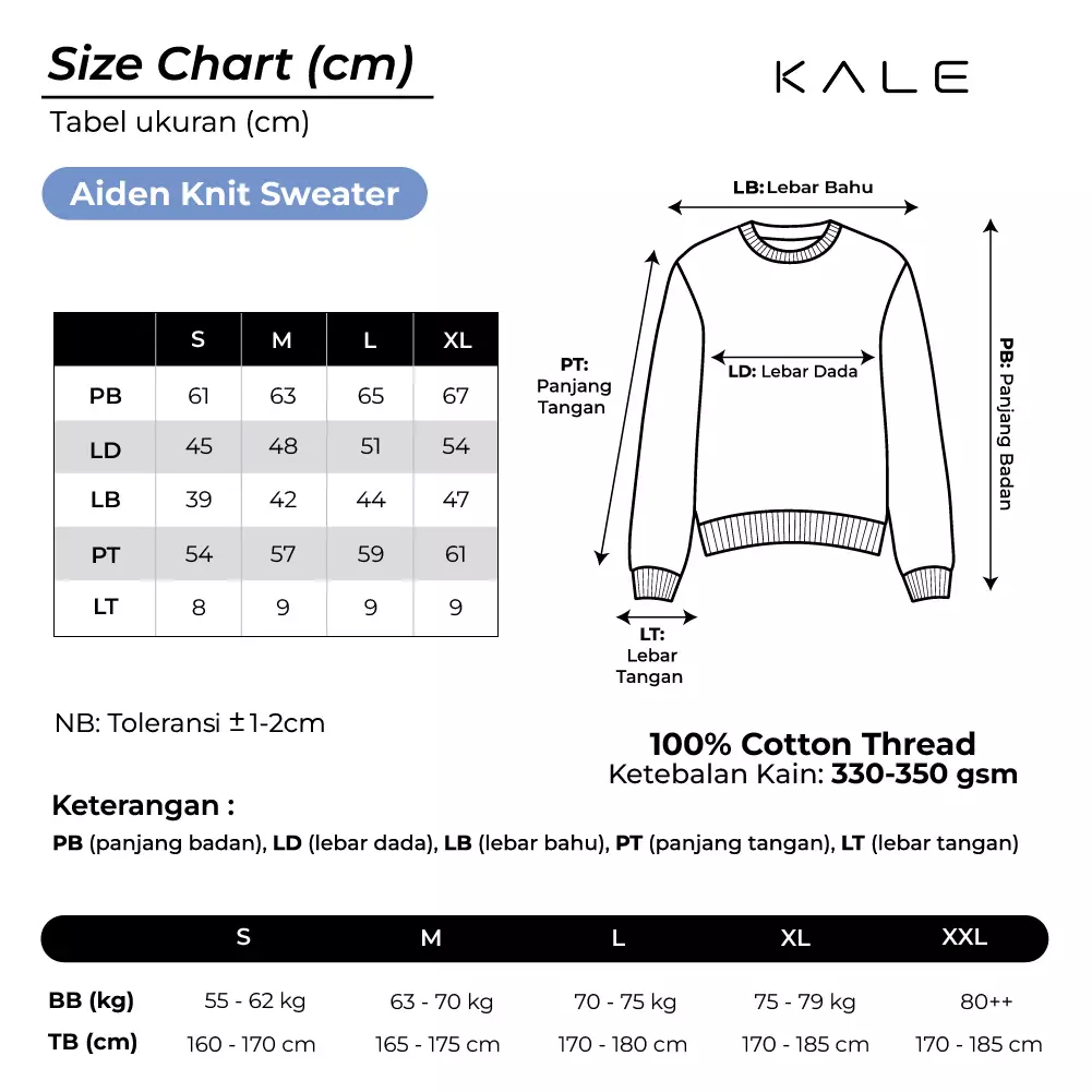 Kale Aiden Blue / Sweater Rajut Lengan Panjang