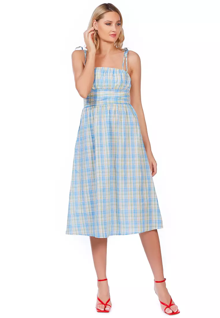 Checkered midi dress sales