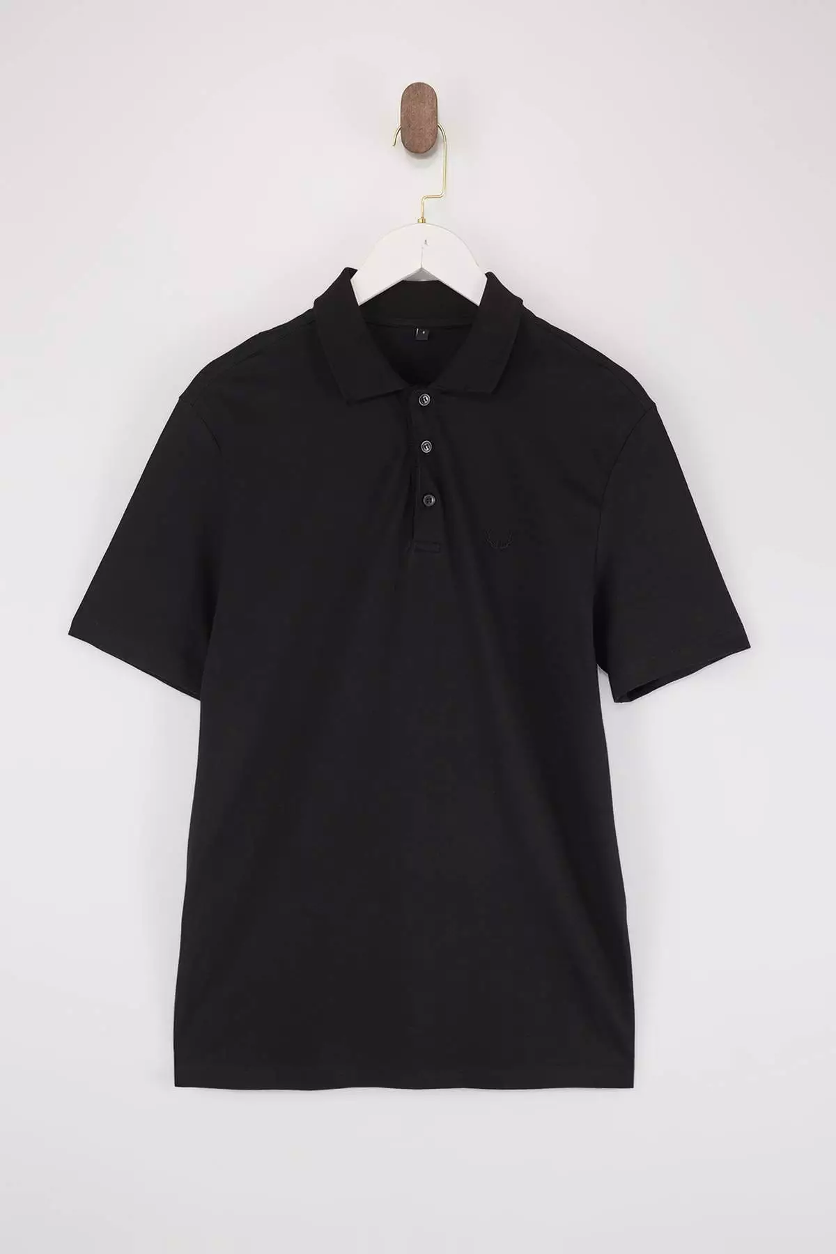 Black Regular/Normal Cut Basic Flexible Embroidered Polo Neck T-Shirt Tmnss26Po00016