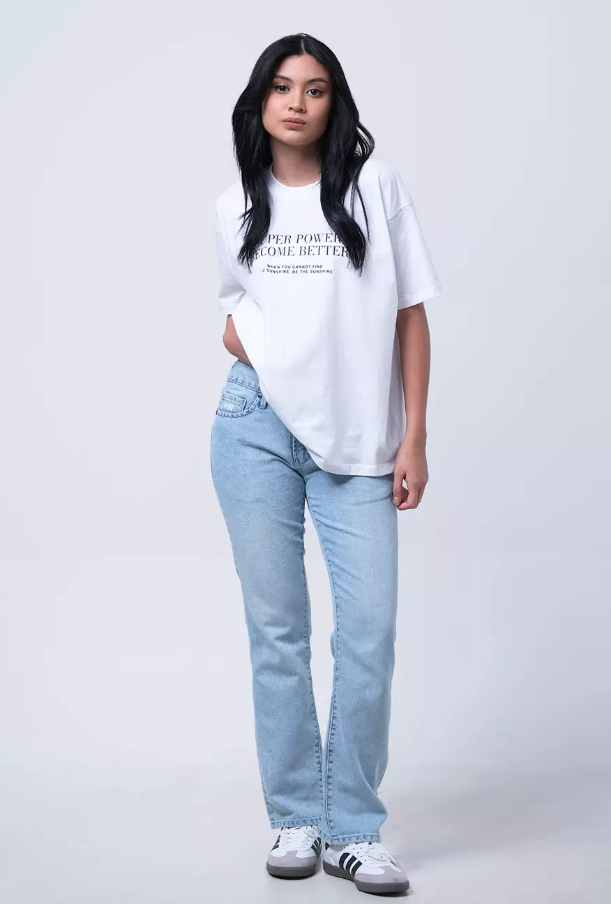 Kaos Wanita Oversize Xyla Offwhite