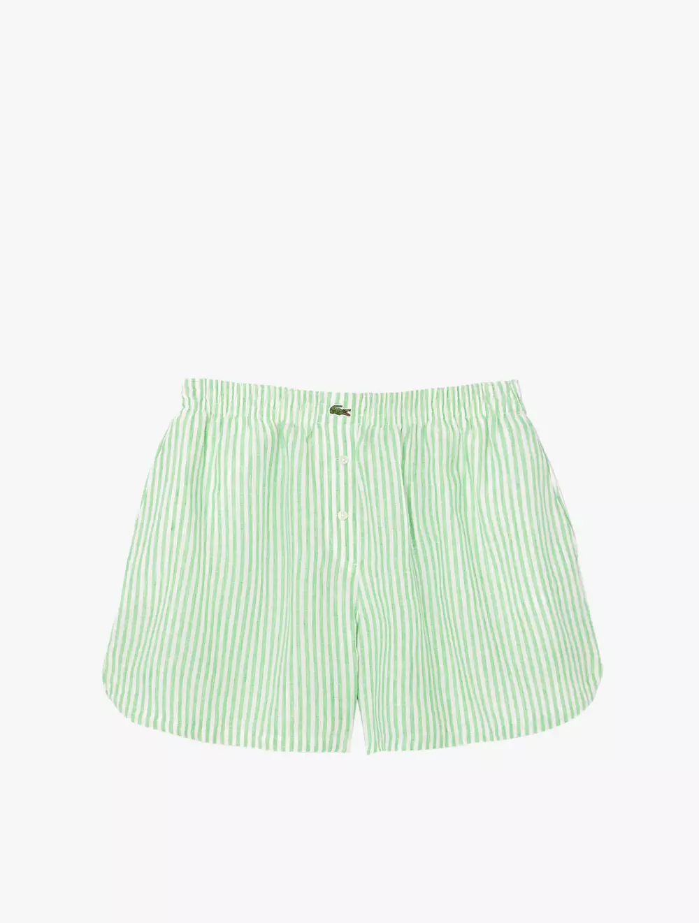 Loose Striped Linen Shorts - White