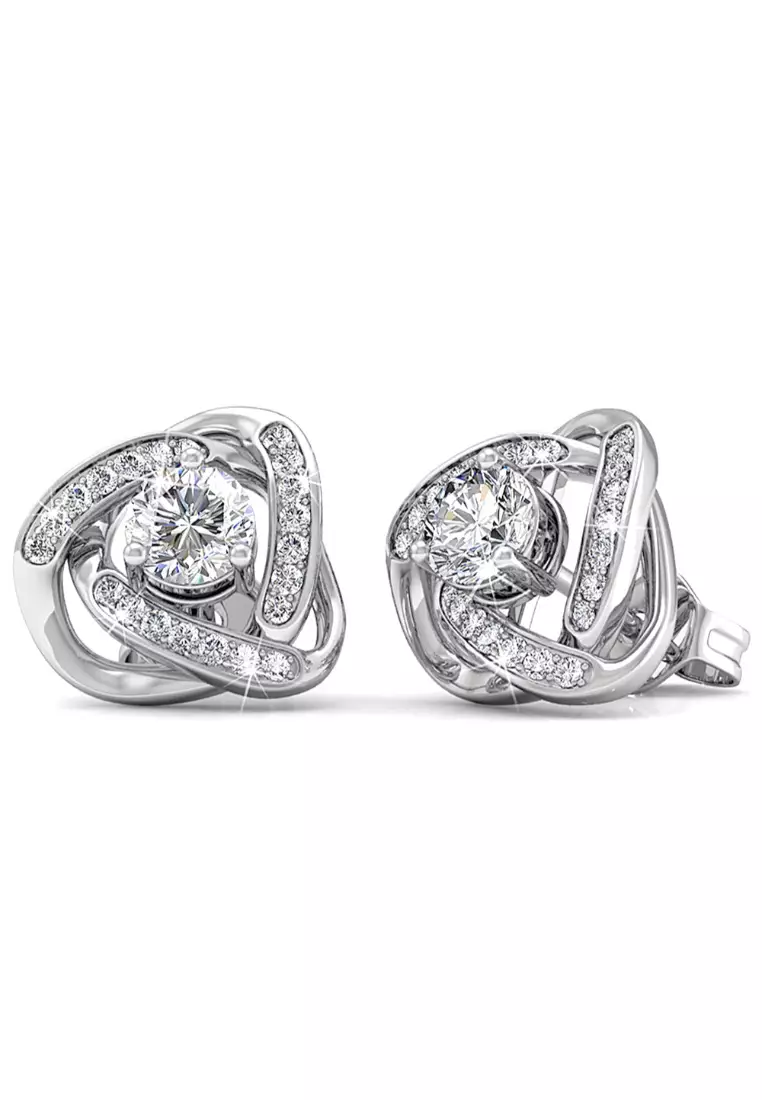 Diamond love knot hot sale earrings white gold