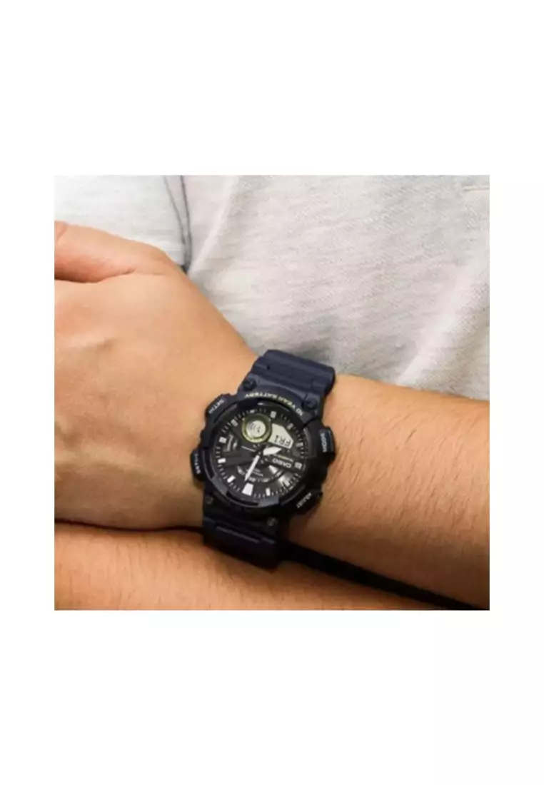 Men's Analog-Digital Watch AEQ-110W-2AV Blue Resin Band Sport Watch