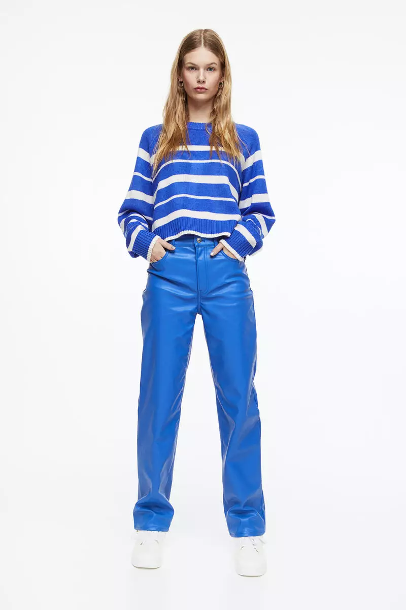 Women's Clothing - Faux Leather SST Track Pants - Blue