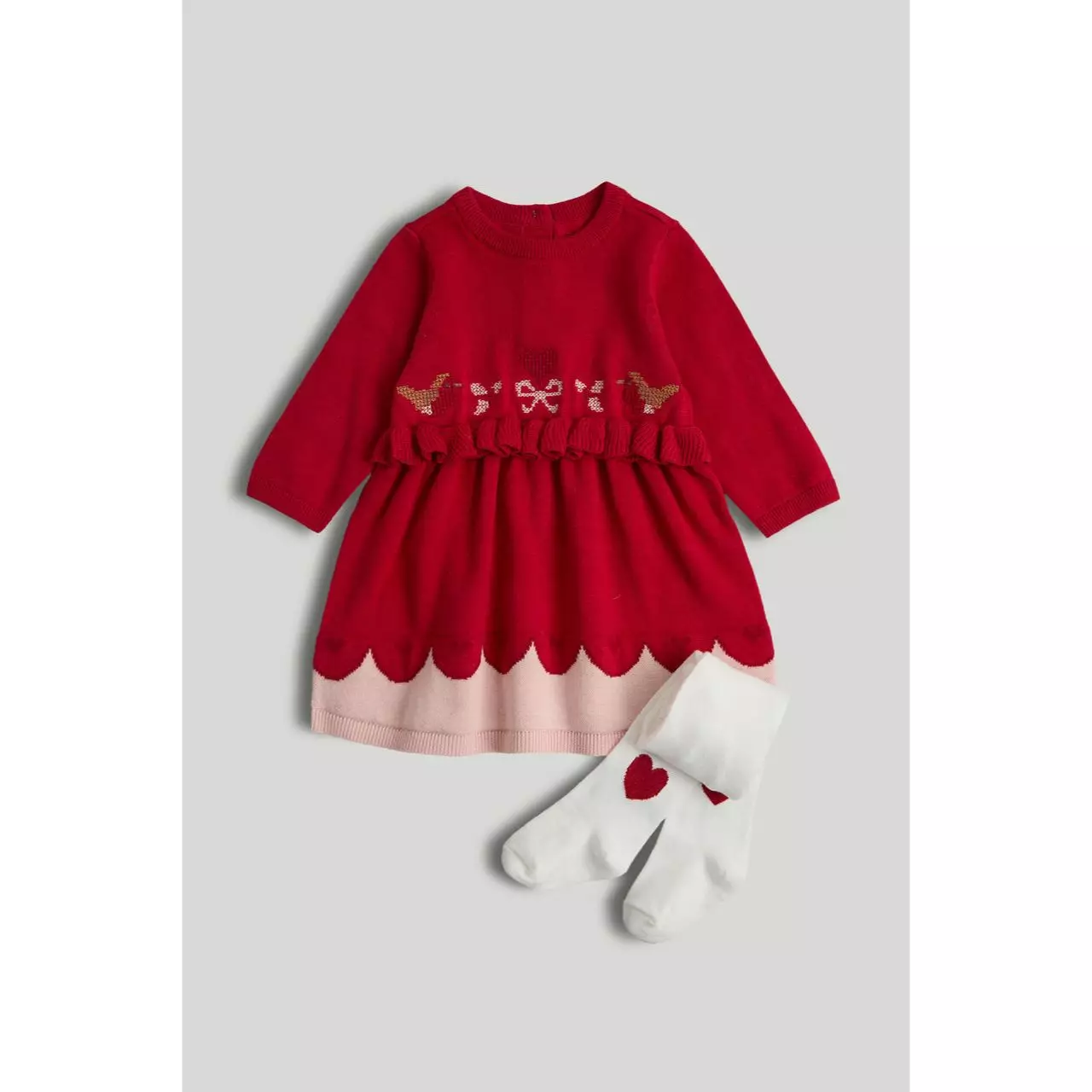 Mothercare Pink Cord Dress and Tights Outfit