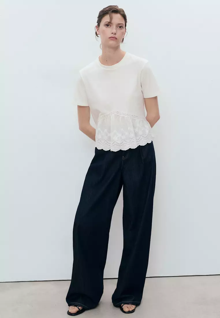 Embroidered Ruffle Top