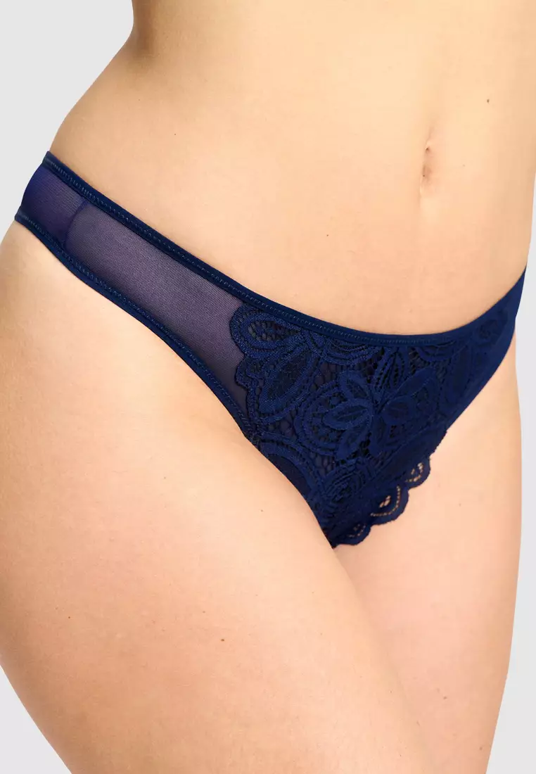 French Cut Lace Panties, Sans- Complexe, Size: M -3XL, Color: Navy Blue