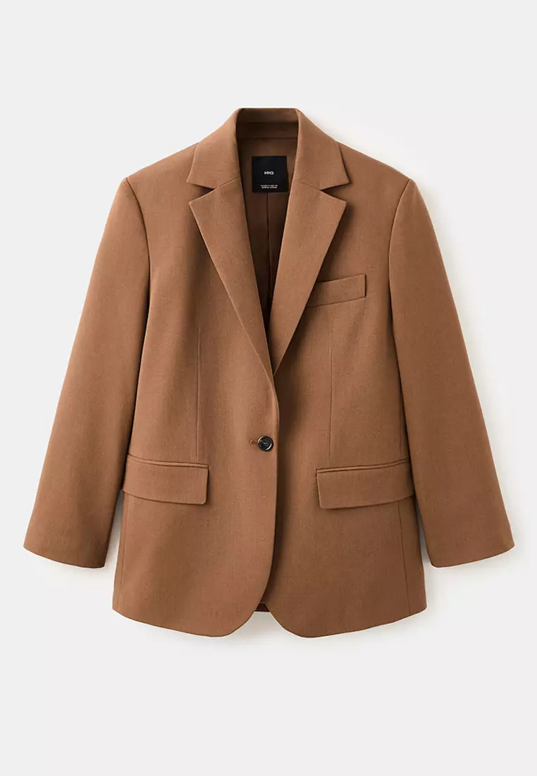 Straight Suit Jacket with Lapel Pockets