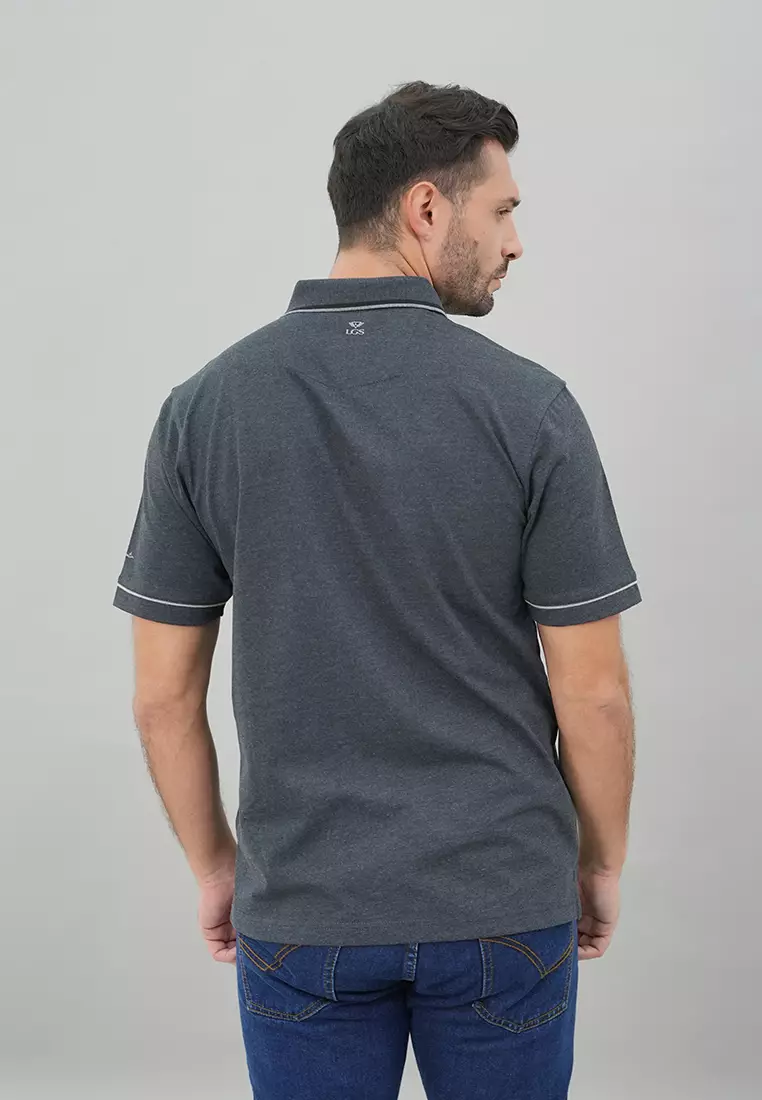 LGS - Kaos Polo Casual Pria Lengan Pendek Motif Polos Kerah Wangky Regular Fit - CWS.225.J3356.01.C