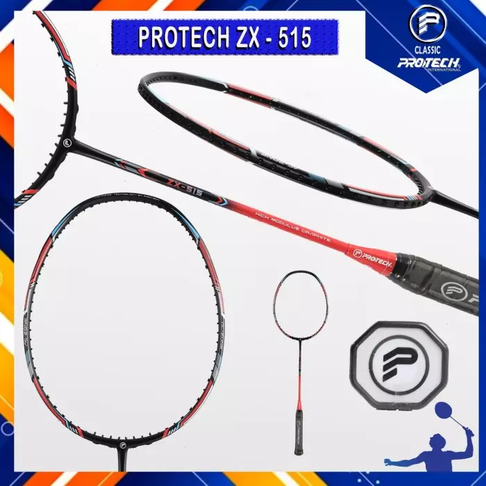 NEW RAKET BADMINTON PROTECH ZX-515/ZX 515/ZX515 PROTECH CLASSIC BY PROTECH INTERNATIONAL-PAKET SENAR YONEX BG6