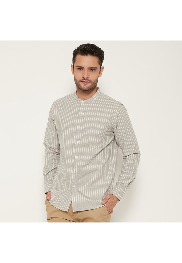 Jual M231 Kemeja  Pria  Shanghai Salur Oxford Abu 1643B 