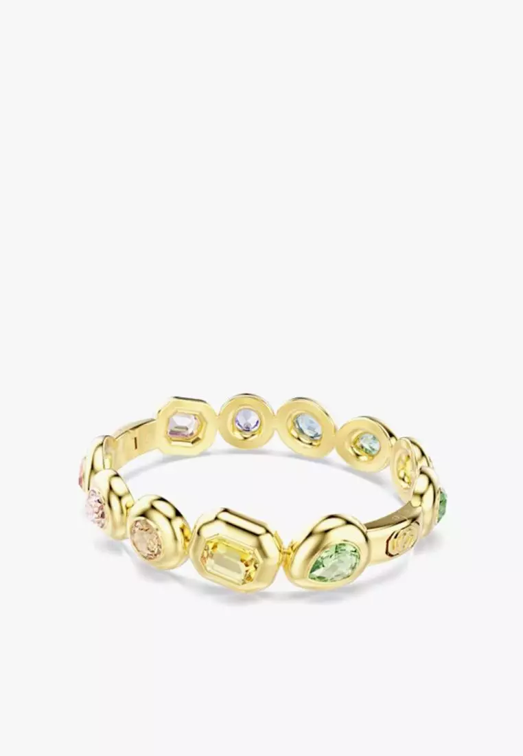 Gema bangle, Mixed cuts, Multicolored, Gold-tone plated