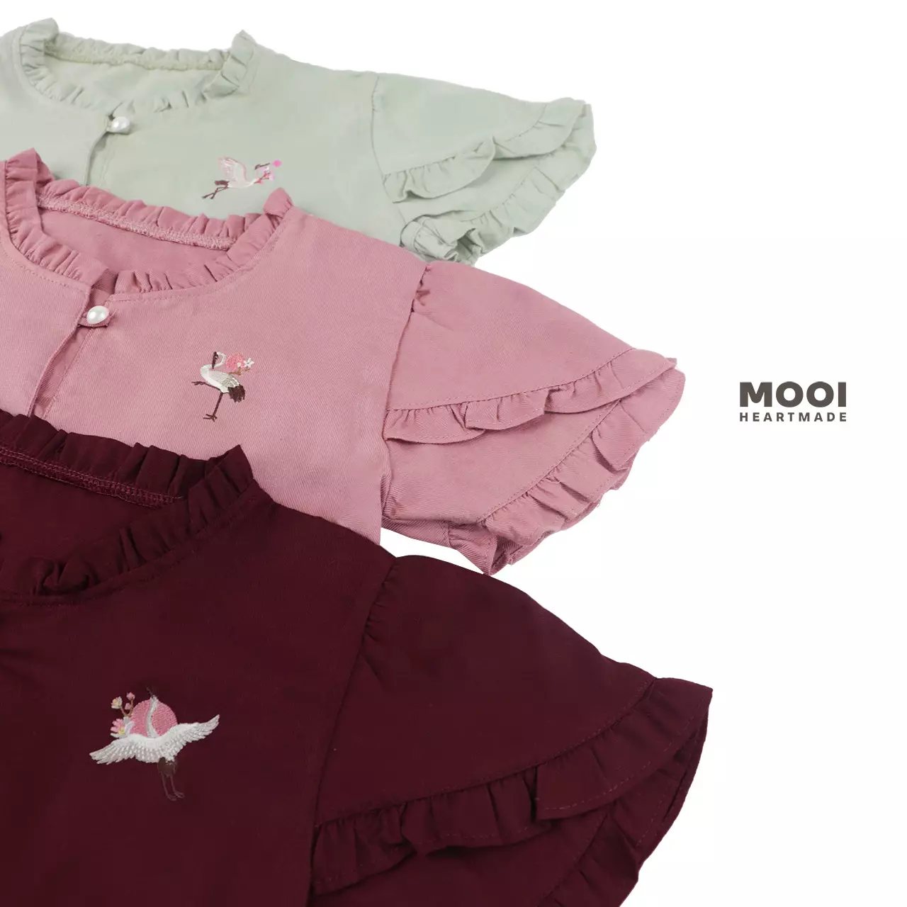 Mooi Setelan Anak Perempuan Fei Ruffle Set - Maroon