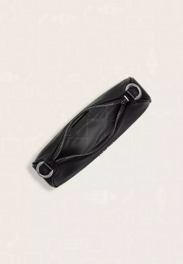 Michael Kors Cora Medium Pebbled Leather Shoulder Bag Silver Black