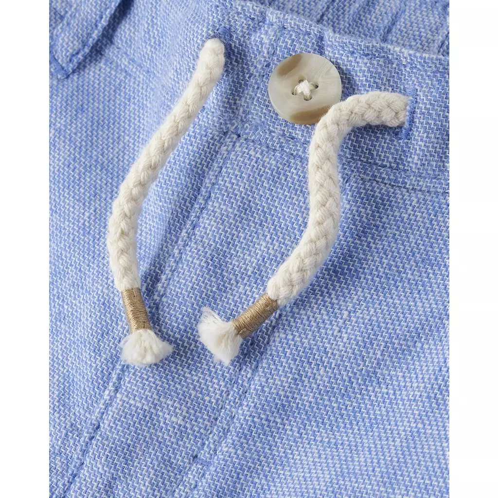 Unisex Kids Linen Blend Pull On Shorts - Celana Pendek Bayi Laki (Biru)