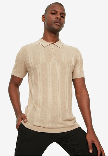 Trendyol beige Regular Fit Knitted Textured Polo Shirt 2B1C8AA749F41DGS_1