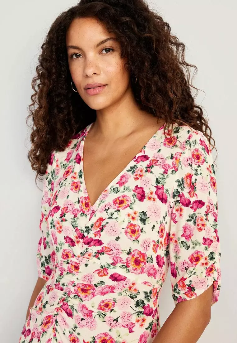 Buy Old Navy PuffSleeve VNeck Crepe Midi Dress For Women 2024 Online