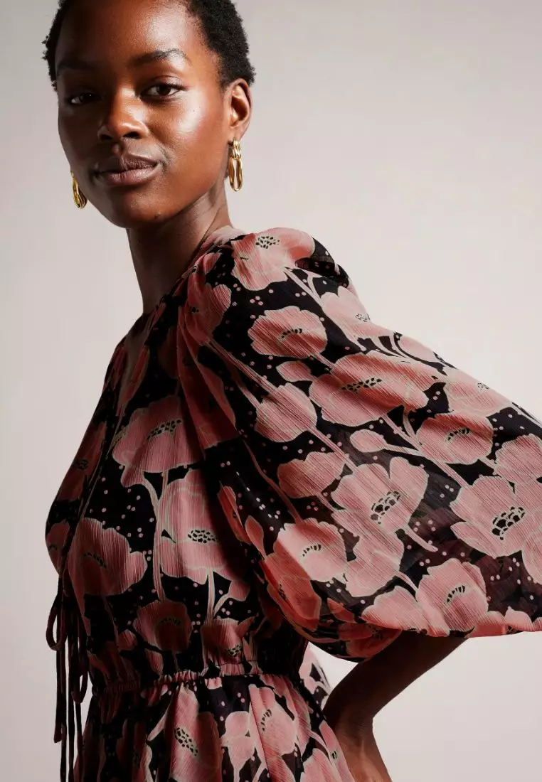 Buy Ted Baker Ted Baker Womens Priana Poppy Print Tie Front Mini Dress Online ZALORA Malaysia