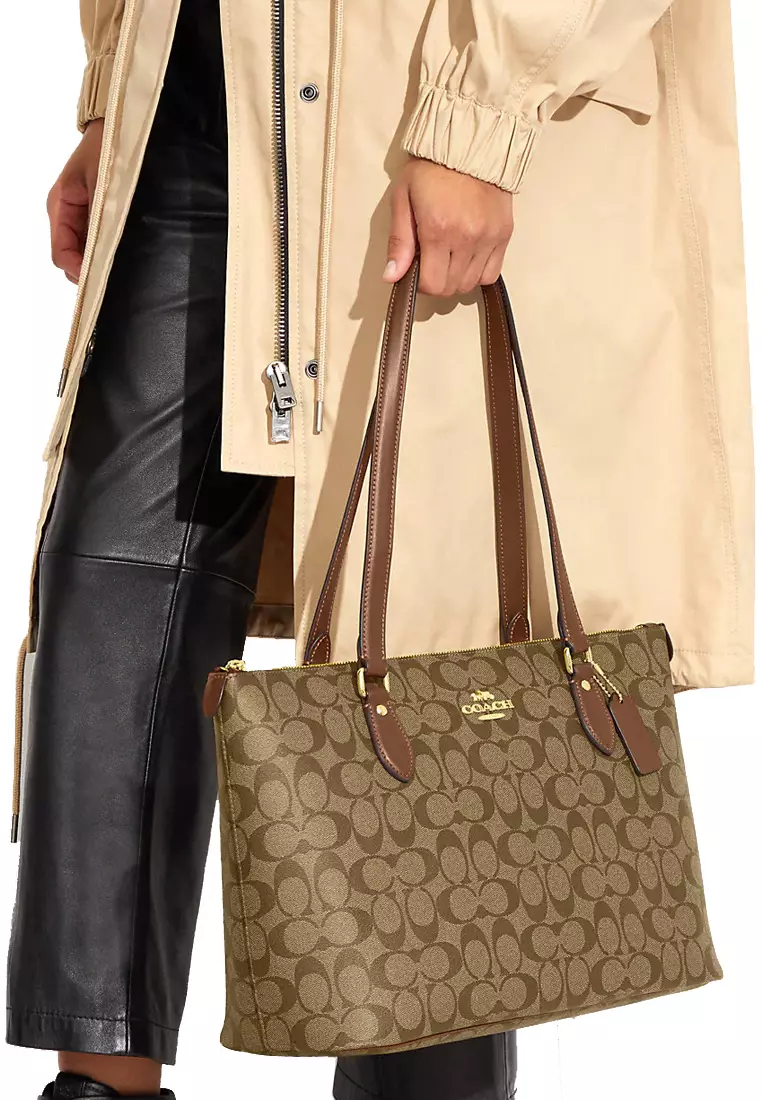 Buy Coach Coach Gallery Tote Bag In Signature Canvas in Khaki