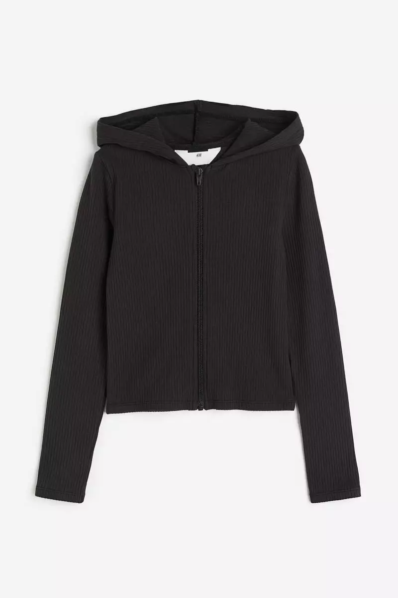 H&m Black Zip Up Hoodie Buy H&M Ribbed Zip-through Hoodie 2025