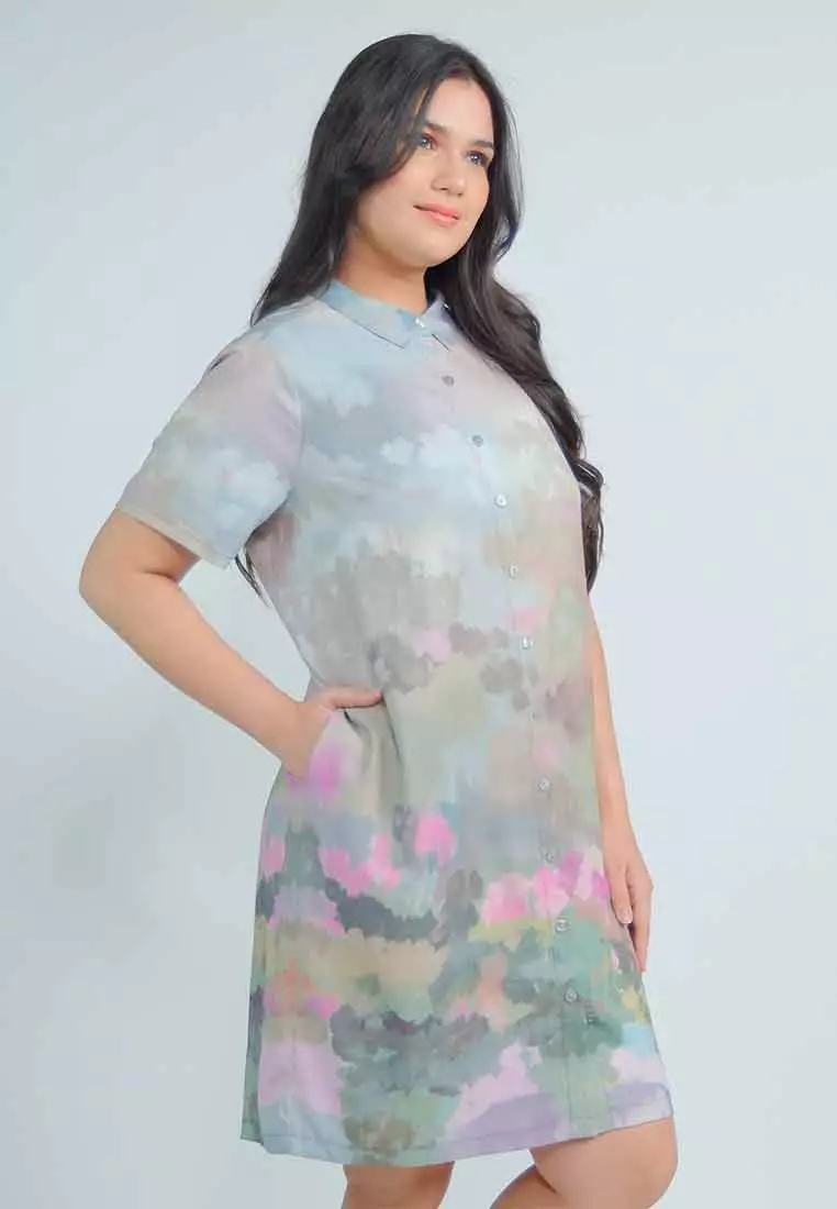 Milly Plus Size Giaana Shift Dress in Abstract Nature Print