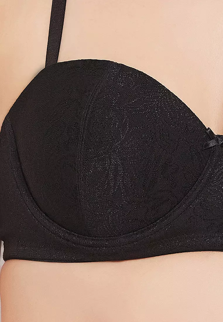 Padded Underwired Full Cup Racerback T-shirt Bra in Black - Cotton Rich