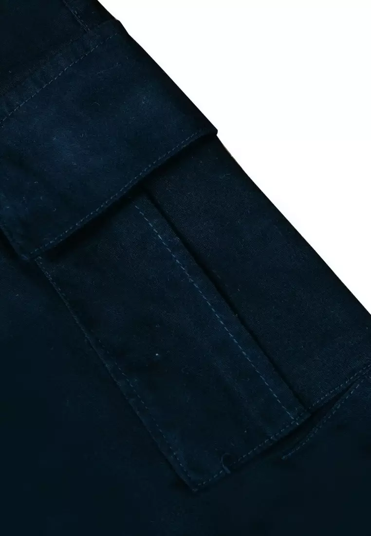 POLICE Celana Cargo Panjang Black Slim Fit Cotton Premium Pria