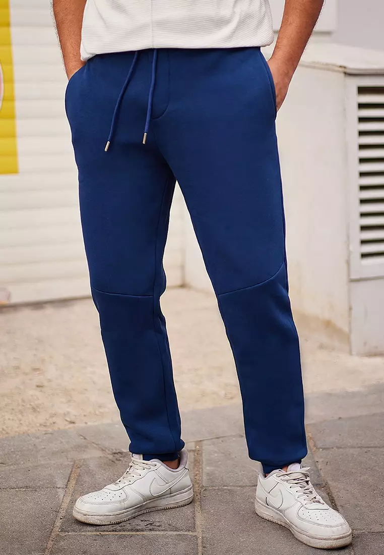 Indigo Regular/Normal Cut Stitch Detail Thick Sweatpants TMNAW25EA00002