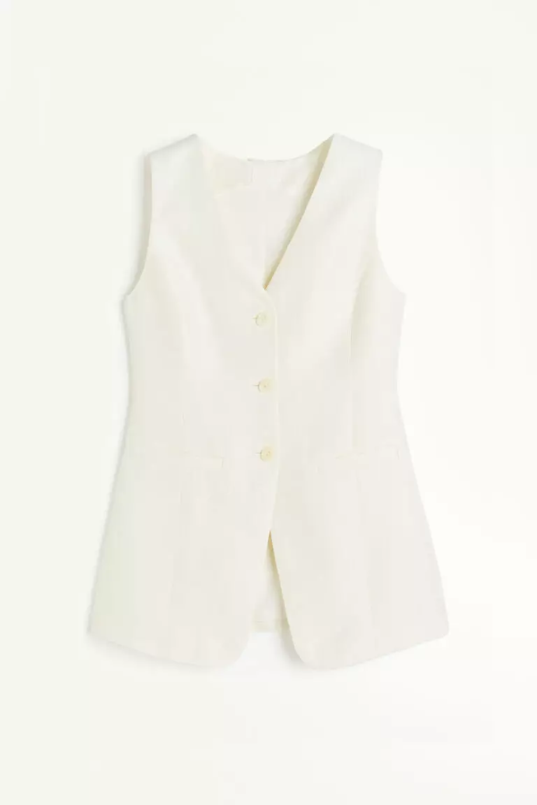 Linen-blend suit waistcoat
