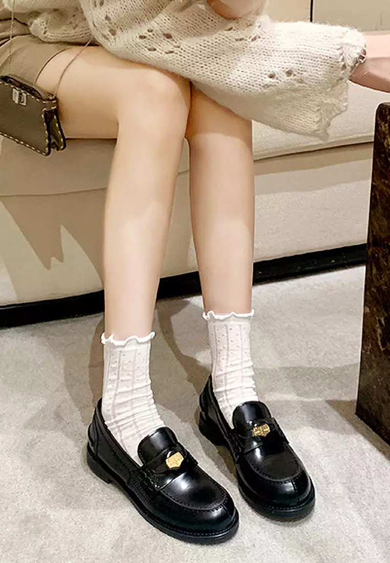 Gold sales black loafers