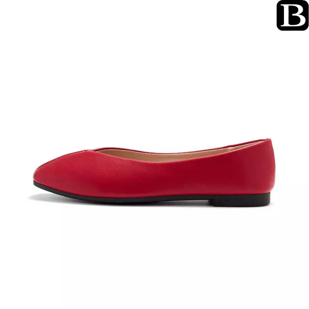Sofia Meisa Leather Flat Shoes Red