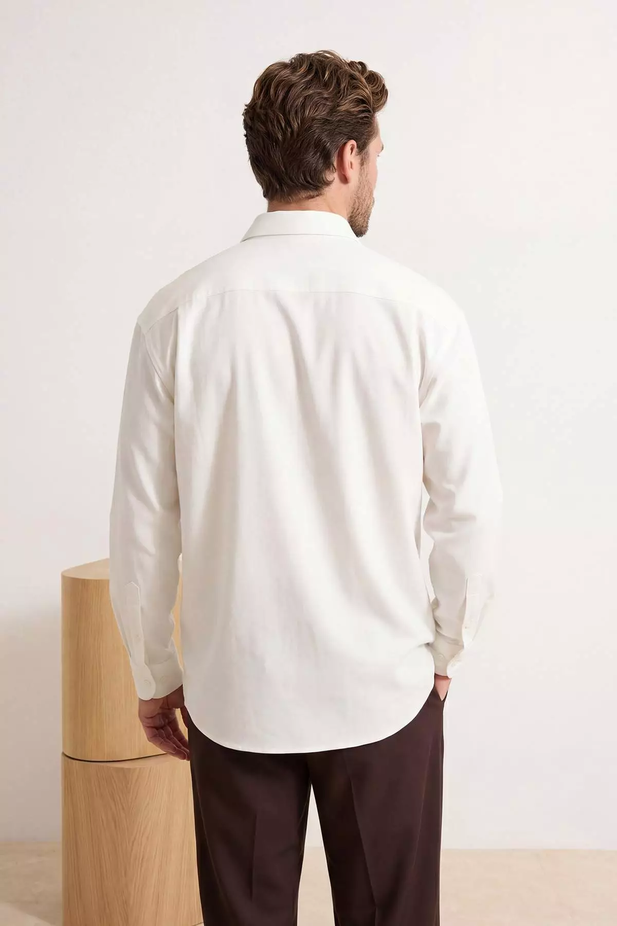 White Modal Regular Fit Summer Woven Men'S Shirt Tmnss26Go00040