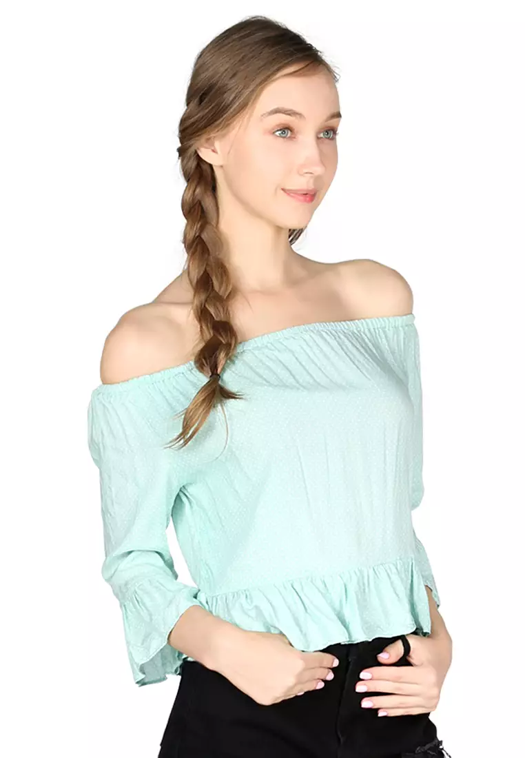Mint green hot sale off shoulder top