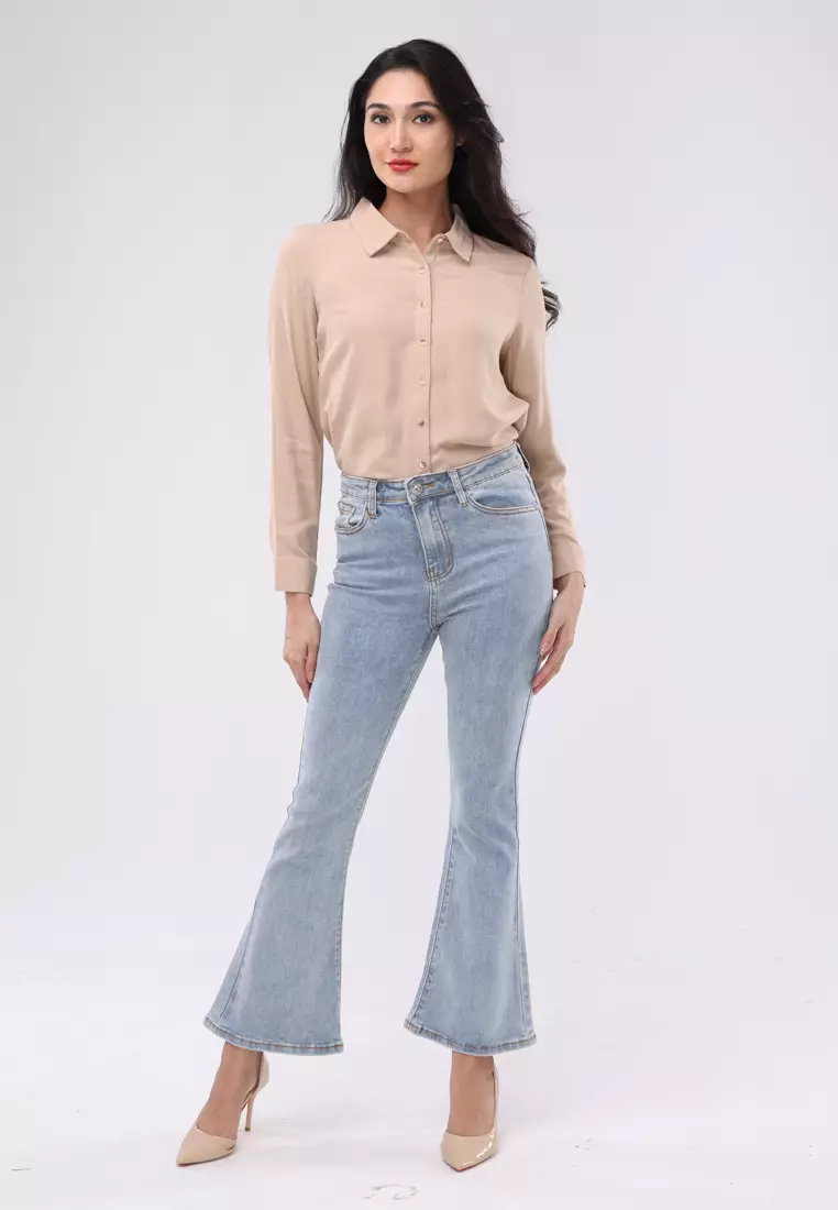 Denim Long Pants Flare Ladies