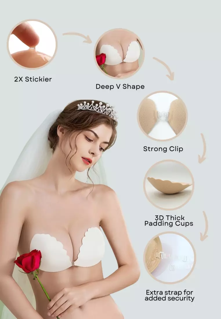 Buy Kiss & Tell 2 Pack Scallop Thick Push Up Stick On Nubra in White  Seamless Invisible Reusable Adhesive Stick on Wedding Bra 隐形聚拢胸 Online