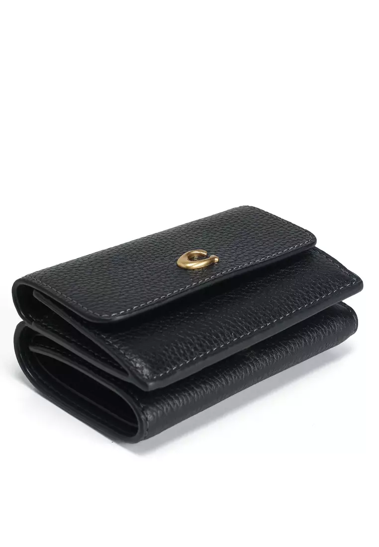 Coach Small Trifold Wallet Black Essential Mini Trifold Wallet