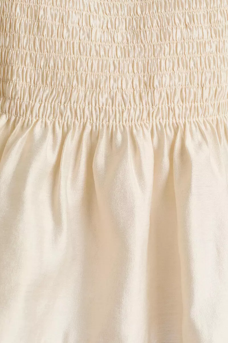 Smocked viscose-blend blouse