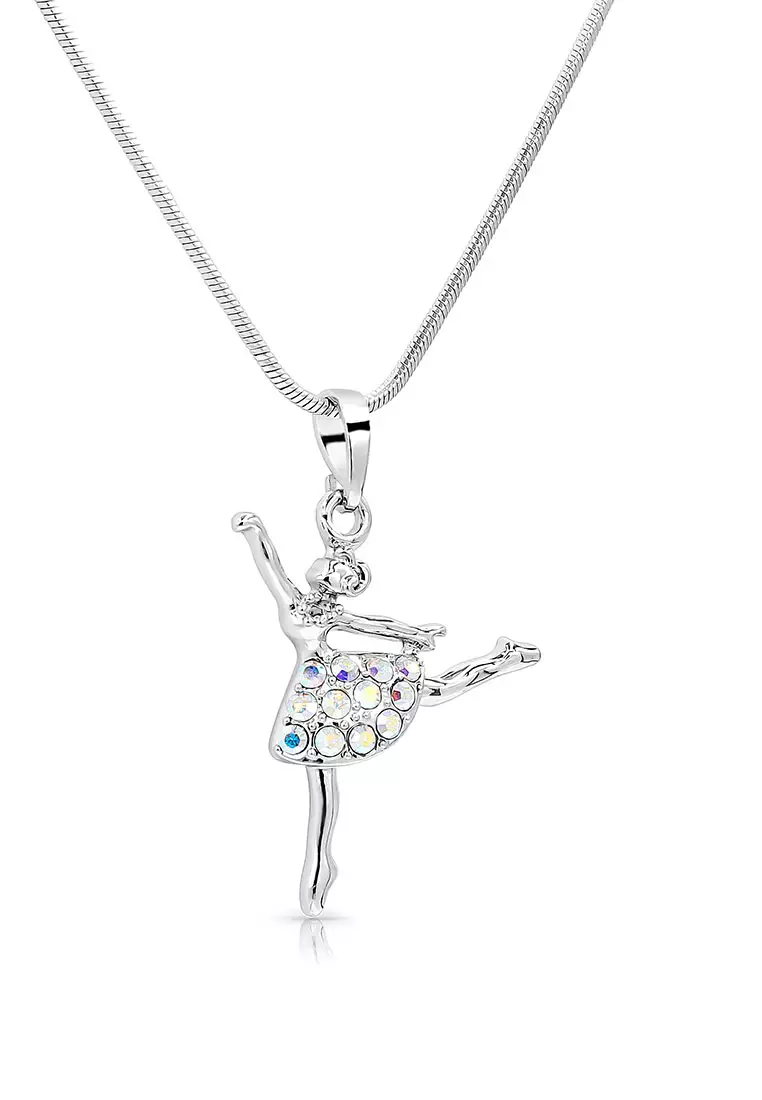 Ballerina Dancer First Arabesque Ballet Austrian Crystal Pendant Necklace-Gift for Girls